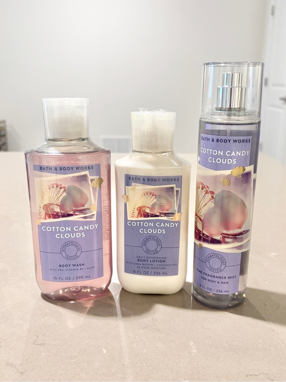 Bath & Body Works Cotton Candy Clouds 3 Piece Gift Set